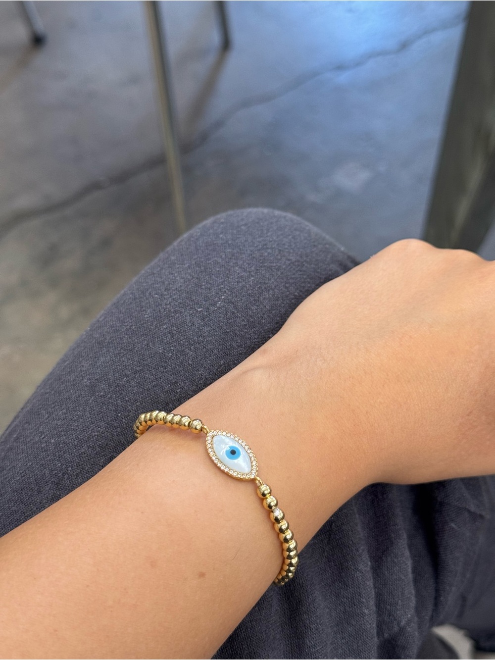 Gold Evil Eye Beaded Bracelet